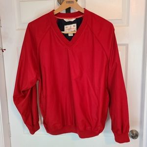 (1025) 30 Knots Men's Long Sleeve Pullover V-Neck Golfer Jacket, Size: M Red